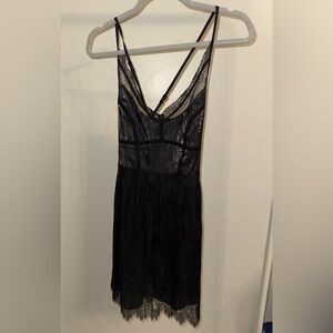 All Saints Black Sheer Lace Chemise